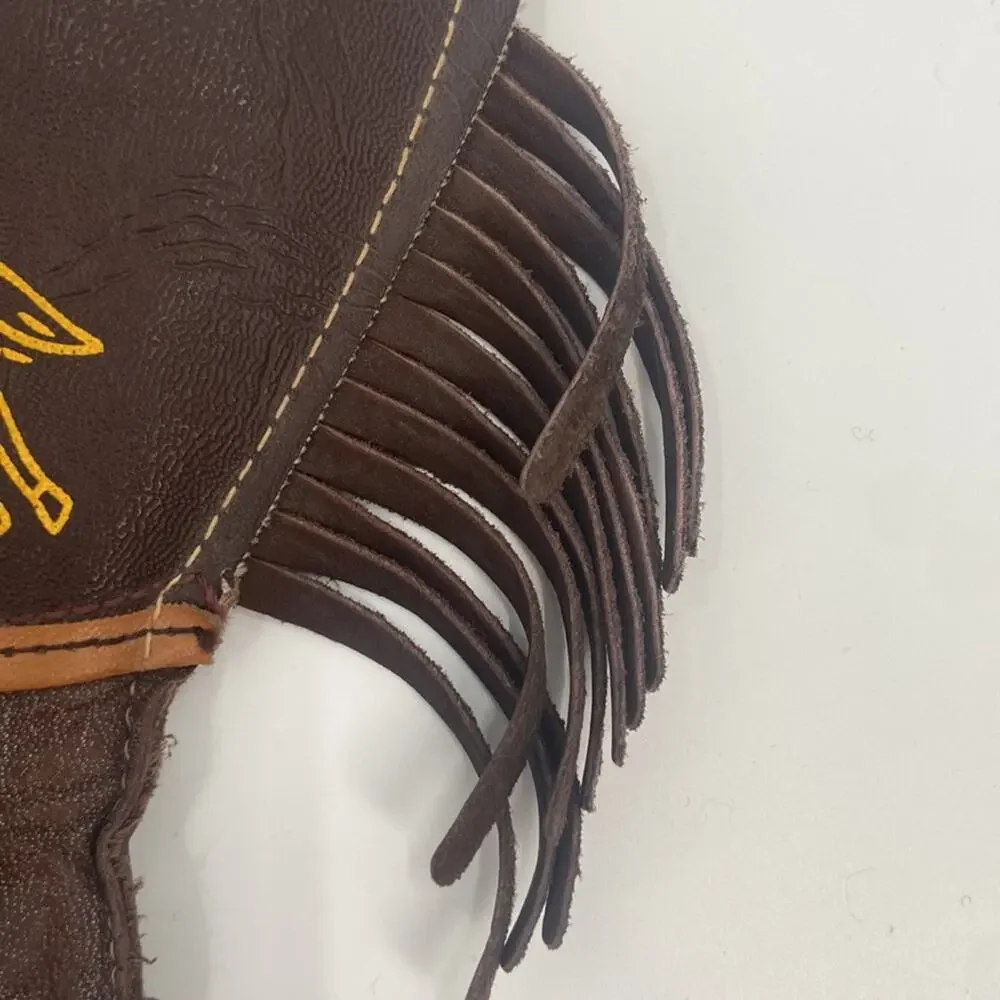 Vintage kids brown western fringe gloves